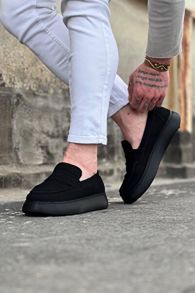 Lucy Shoes Yg161 Men's Casual Laceless Suede Classic Shoes Sst - Black