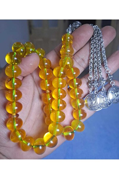 Cekke Tesbih Ottoman Crimped Amber Analogy 11*15 mm Original Daily Use Prayer Beads