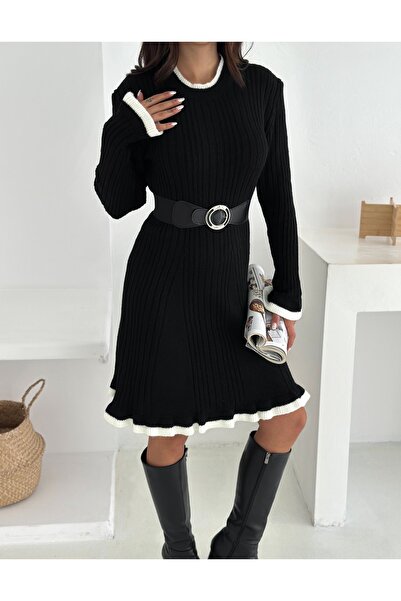 sportiness Soft Textured Knit Dress with Belt Detail