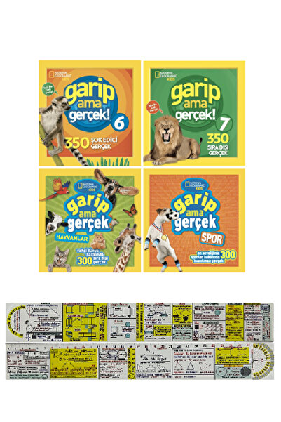 Beta Kitap Garip Ama Gerçek 6-7-Hayvanlar-Spor 4'lü Set + Mat. Cetvel