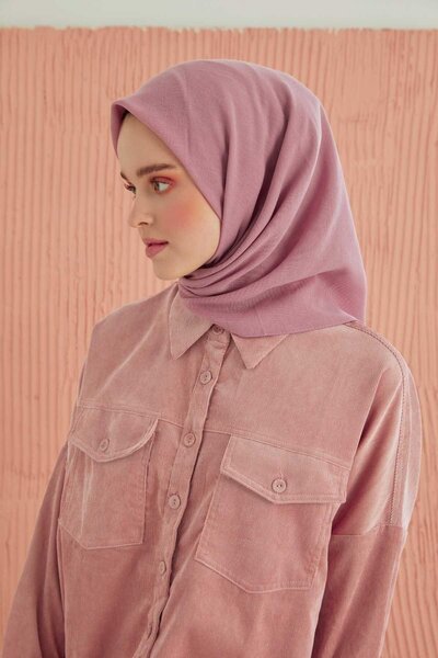 MİRAY Miray Απλό Βαμβακερό Κασκόλ - Σκούρα Πούδρα