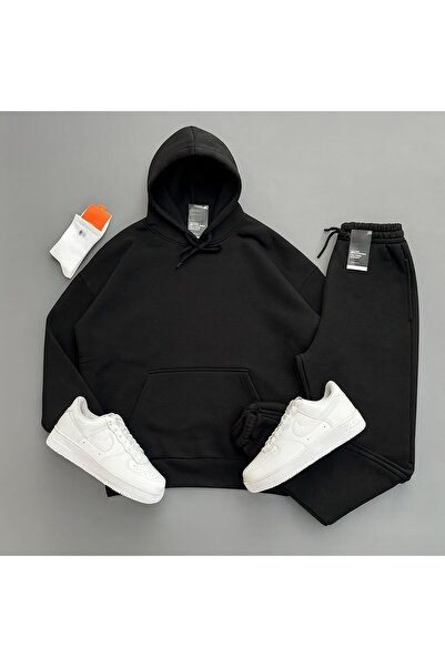 FS CABİN Women's Oversized Hooded Tracksuit Set Winter Cotton-Insulated