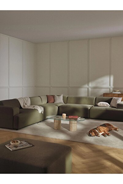 S Home Design Concept Molly 5 Modül Köşe Koltuk, Kırık Beyaz Keten 285x285 cm