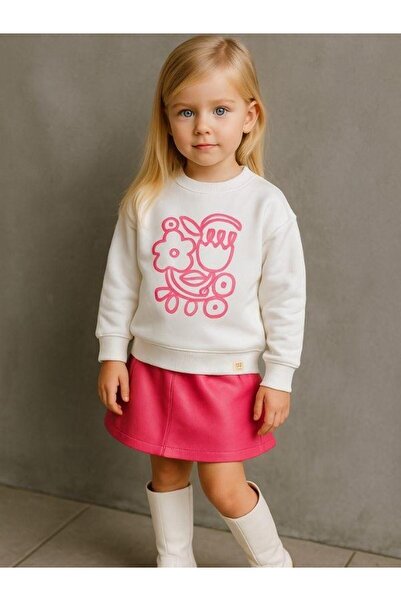 Zekids Girl's Cotton Floral Patterned Sweatshirt