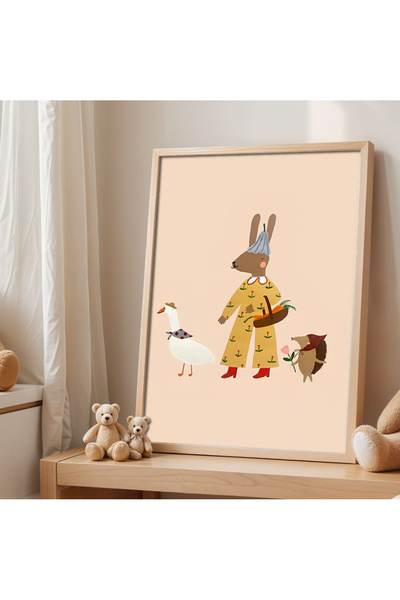 alphobitasarım Приключенията на заека, гъската и таралежа - декоративна картина