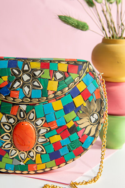 MOZAIQUE BAGS Rainbow mosaic clutch bag