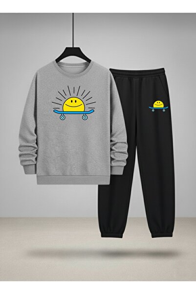 LORVEX Children's Sweatshirt - Tracksuit Set Crew Neck Skateboard Sun Printed...