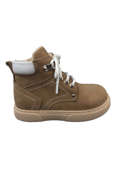 OrtopedikAL Ortopedikal1001 Ridente a Tan Suede Baby Boy Boots 100% Leather Zippered and Lace-Up