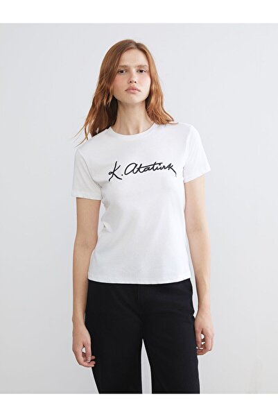 LC Waikiki Crew Neck Ataturk Themed Women's T-Shirt