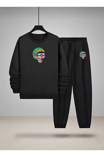 LORVEX Детска суитшърт - комплект спортен екип с велосипедна яка, с принт на ...