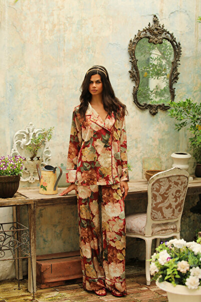 Maison Jessie Jardin Secret İpek Saten Pantolon Takım