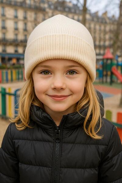 MARBERRY Beretă pentru fete cremă basic 7-12 ani