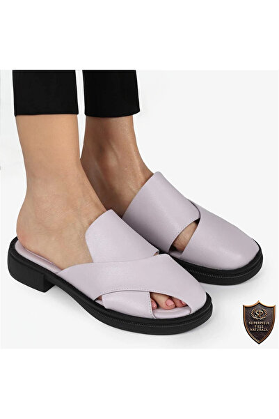 ANGEL BLUE women's genuine leather slippers with light sole |KADRANO|