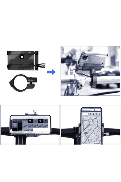 SUPER TRENDS SUPER TRENDS® Bicycle Phone Holder, Handlebar Mount, Width Adjustment 55–100 mm, Black