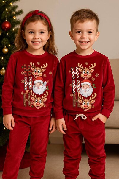 ARBİ kids Girl's French Velvet Ho Ho Christmas Outfit