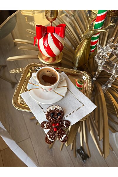 Hatice sakallı design 1 Piece Cookie Man Bead Embroidered Coffee Side Serving Napkin