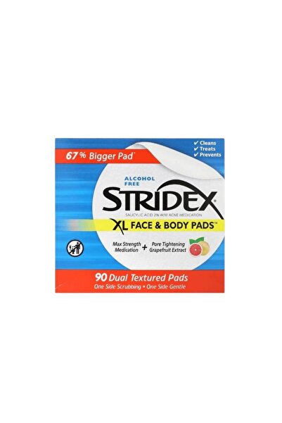 Stridex وسادات قطنية للوجه والجسم بخلاصة الجريب فروت - 90 قطعة