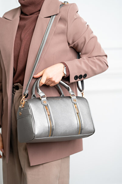 David Jones Women's casual bag in silver eco-leather with one compartment BS7306CM2409082