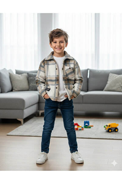 ERDEM KIDS Boys' Cotton Casual Winter Fleece Plaid Checkered Jacket Shirt