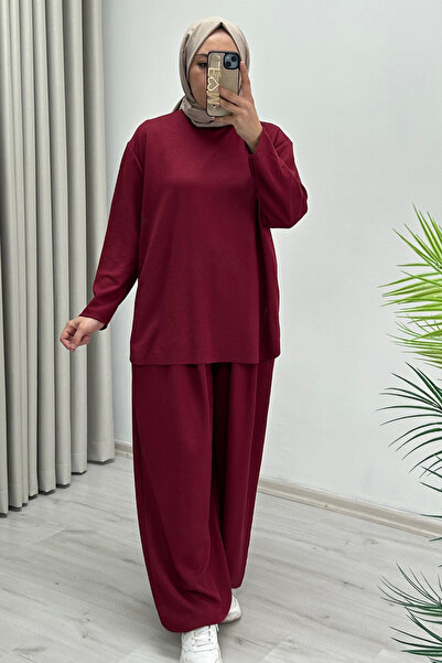 T Moda Store Puane Comfortable Fit Shalwar Leg Detailed Two-Piece Hijab Set