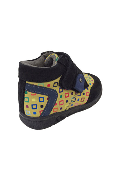 OrtopedikAL Ortopedikal1001 Ridente Black Yellow Print Baby Boy Boots 100% Leather Velcro
