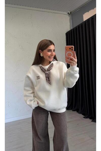 ALVOR Hanorac supradimensionat cu broderie detaliată, cu trei fire de ață și ...