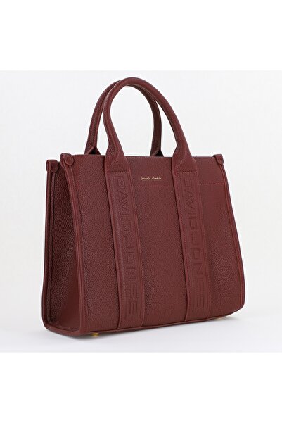 David Jones Geantă damă casual piele ecologică cu un compartiment vișiniu BS7...