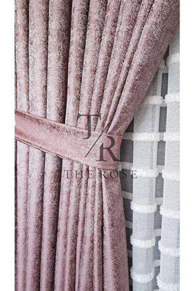 The Rose Pudră pentru perdea Lyra, cu o singură aripă, plisată, sezon nou, fă...