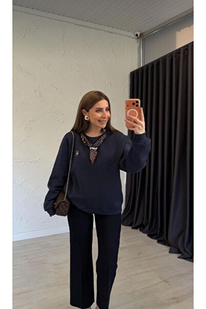 ALVOR Hanorac supradimensionat cu broderie detaliată, cu trei fire de ață și ...