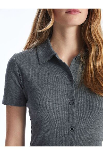 LC Waikiki Lcwaikiki Classic Polo Neck Solid Short Sleeve Women Bodycon Dress