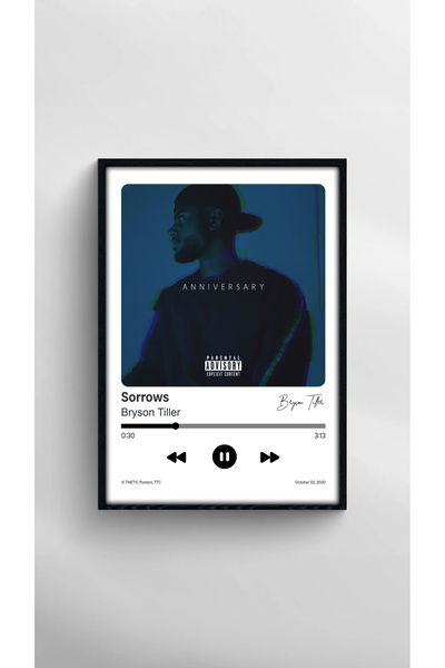 Thetic Bryson Tiller - Sorrows Single Collection Premium Spotify Poster - Song Poster!
