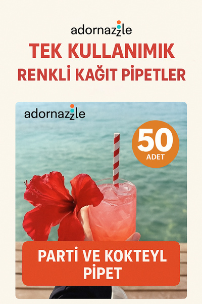 adornazzle Tek Kullanımlık Renkli Kağıt Pipetler, Parti ve Kokteyl Pipet