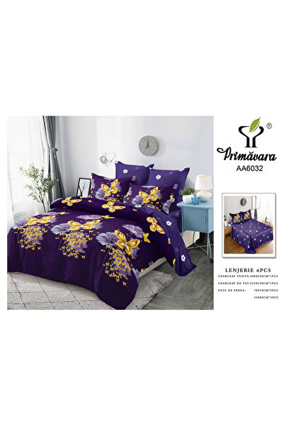 FIONNA.RO Lenjerie Din Finet 6 Piese - Mov Cu Fluturasi