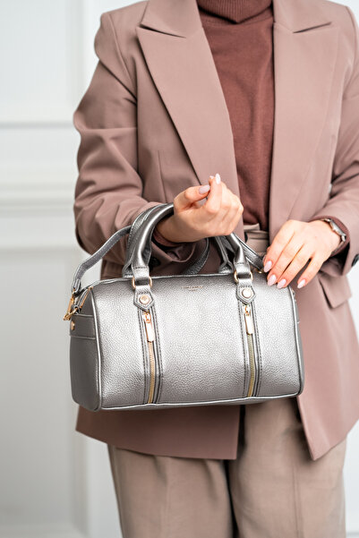 David Jones Women's casual bag in silver eco-leather with one compartment BS7306CM2409082