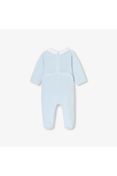 jacadi Newborn Baby Boy Poplin Collar Velvet Jumpsuit