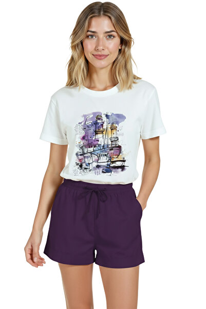 Color Luxe Women's White Relaxed Fit 100% Cotton T-Shirt – Watercolor Marina ...