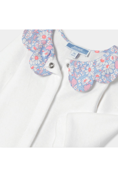 jacadi Newborn Baby Girl Floral Collar Velvet Jumpsuit