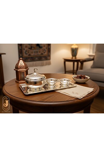 aljahwari Silver Date Serving Set, Full Size, Medium, 13cm