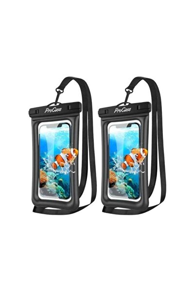 PROCASE 2 Pack Floating Waterproof Phone Pouch Up to 7" - Black