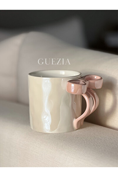 GUEZIA Pinky Shine Ribbon Mug | Kurdele Porselen Kupa 350 ml
