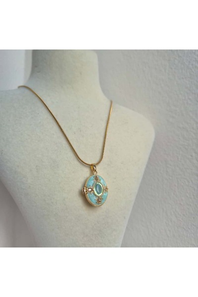 Haze قلادة قابلة للطي من الفولاذ المقاوم للصدأ باللون الأزرق المطلي بالمينا