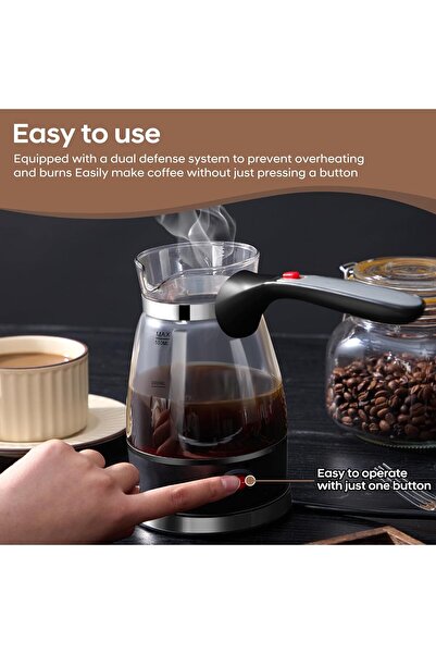 Bonjour Turkish Portable Coffee Maker Electric Glass Turkish Coffee Machine with Foldable Handle