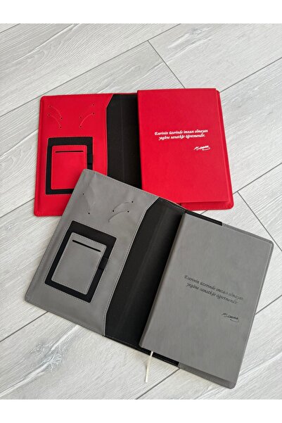 eylülün etiket fabrikası Teacher's Day Themed Leather-Covered Gift - Undated Agenda / Notebook with Organizer