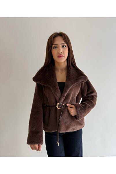 Melike Keleş Mendil Yaka Kemerli Kürk