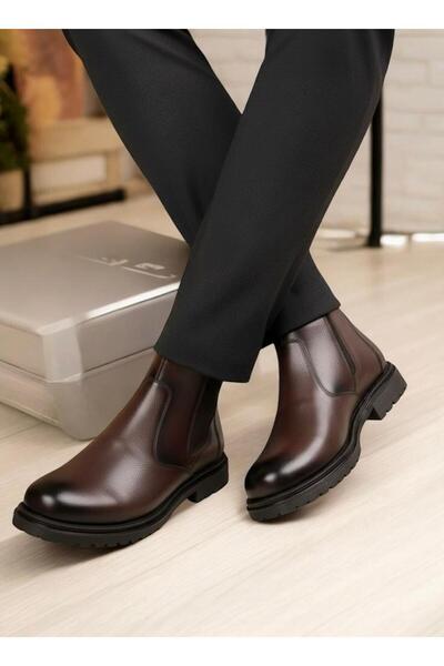 Taşpınar Ayakkabı 100% Genuine Leather Men's Daily Winter Rubber Non-Slip Sole Comfortable Classic Zippered Boots 40-44