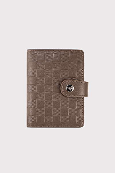Garbalia Beijing Genuine Leather Unisex Beige Card Holder Wallet with Plenty of Card Holders and External Placket