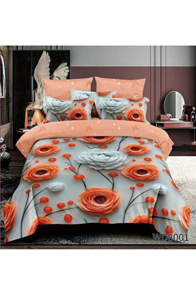 FIONNA.RO Lenjerie De Pat Finet 4 Piese Cu Elastic 5D In Relief - Flori Din H...