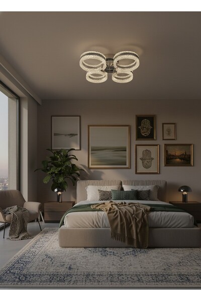 Marsel Lighting ALYA 4LU PLAFONYER SALON OTURMA ODASI 3 RENK LED SECENEKLİ AVİZE