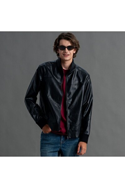 Giordano Men's Regular Fit Leather Jacket