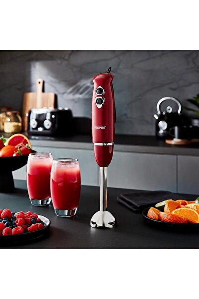 Geepas 400W Hand Blender Set w/ 860ml Chopper Bowl & Whisk, 2 Speed, Stainless Steel Blades